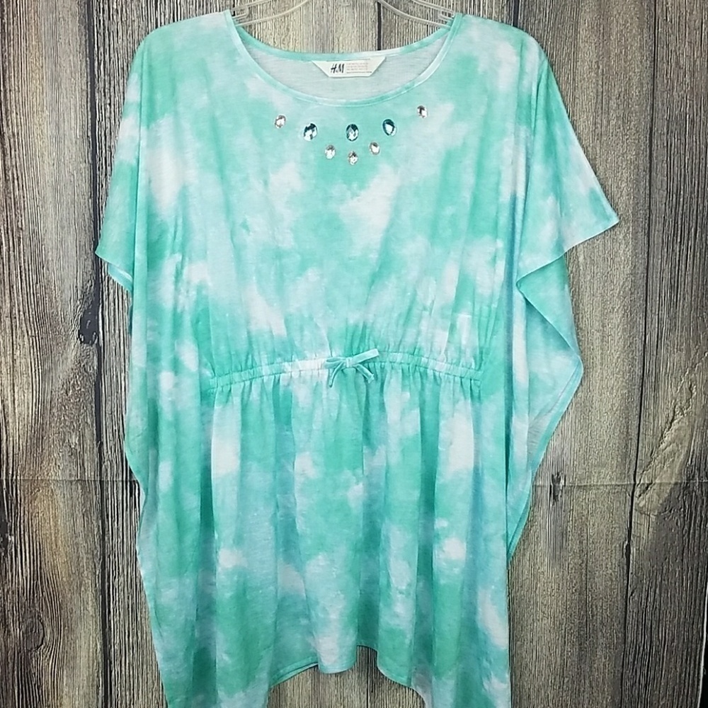 Girls H&M Swim Cover Top Size 10-12Y Aqua Green